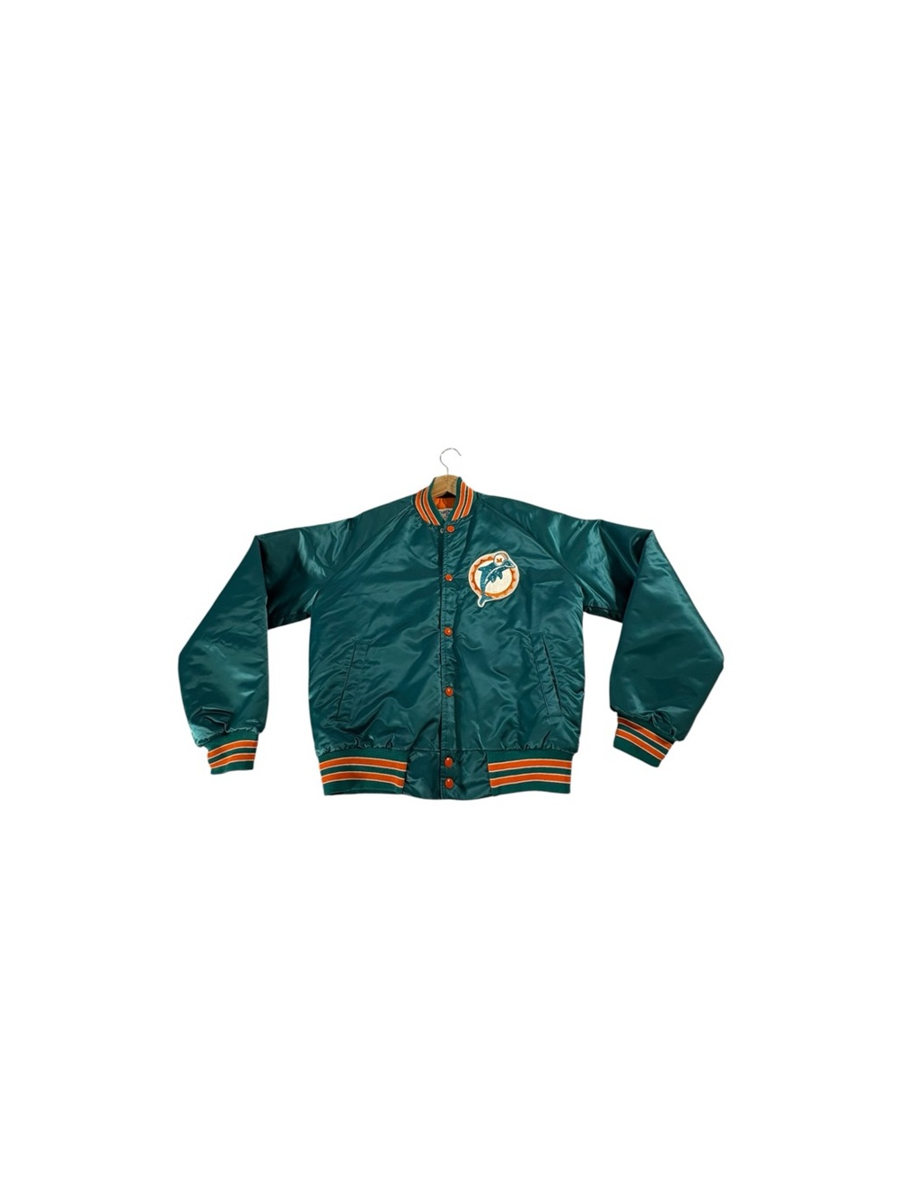 Vintage 80s Chalk Line Miami Dolphins NFL Satin Varsity Bomber Jacket Men M